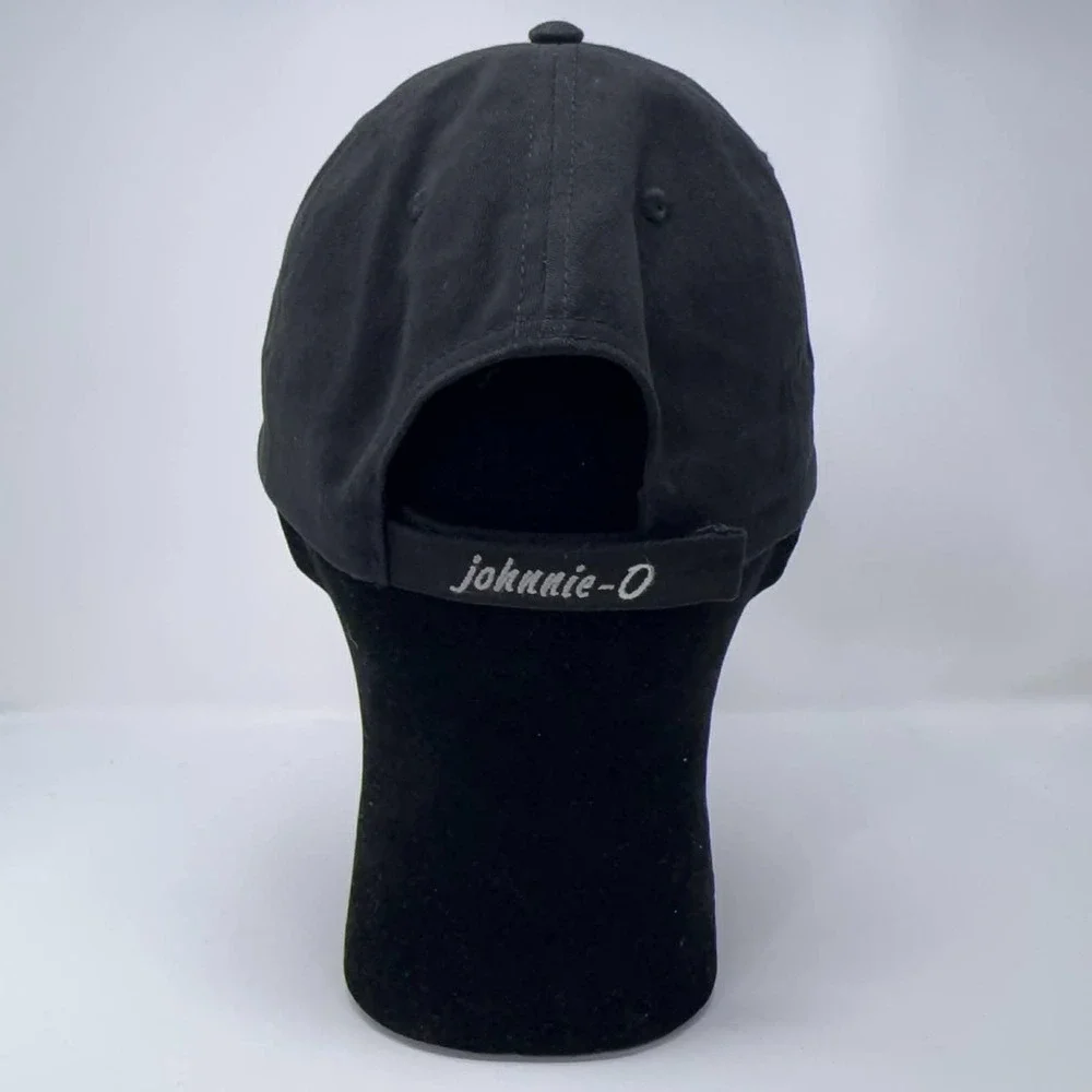 Johnny-O Hat Black 3D Embroidered Logo Surfing Adjustable Hat West Coast Prep